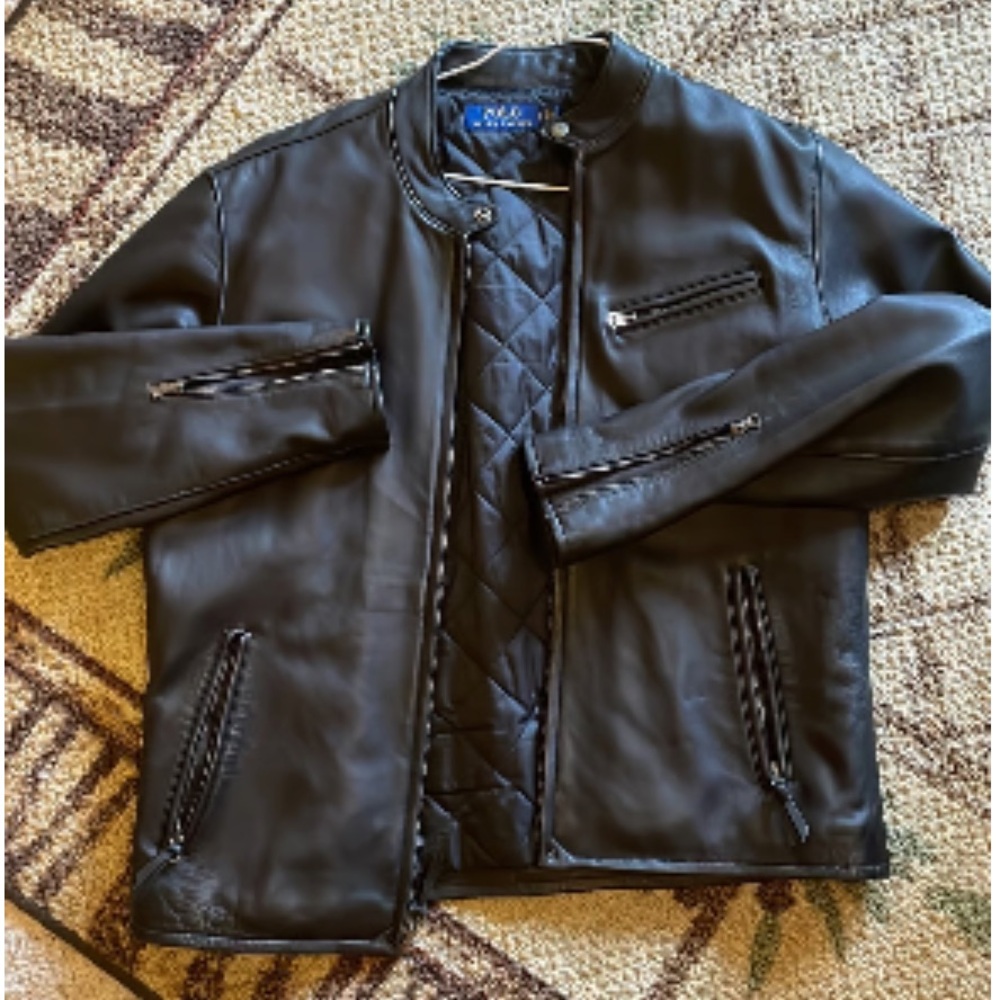 Men’s Polo genuine leather bomber style jacket